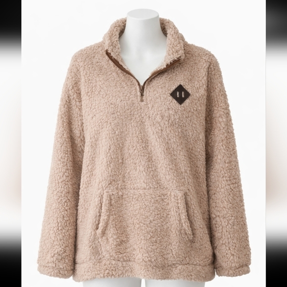 None Jackets & Blazers - 🌈Cozy Sherpa Quarter Zip Pullover XXL Soft Pink Fleece Kangaroo Pocket